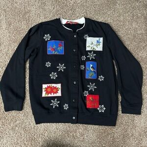 Holiday Traditions Women’s Snow Bird Floral Grandma Sweater Size Small‎